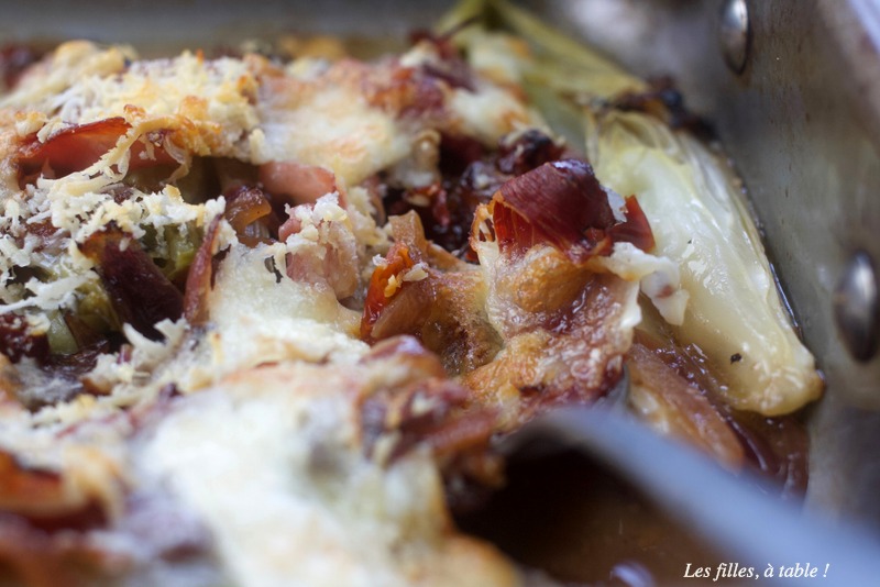 endives, gratin, mozzarella, parmesan, les filles à table