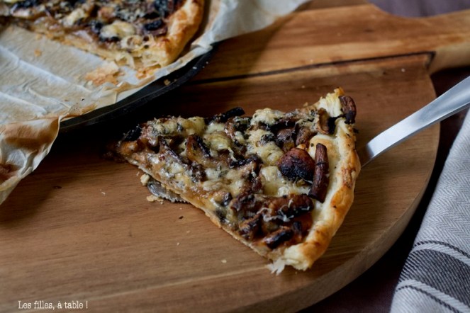 tarte, champignons, bleu basque, thym, les filles à table