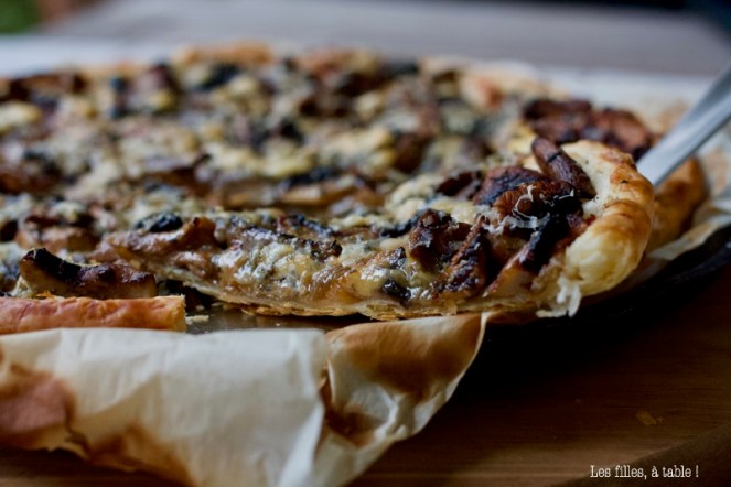tarte, champignons, bleu basque, thym, les filles à table