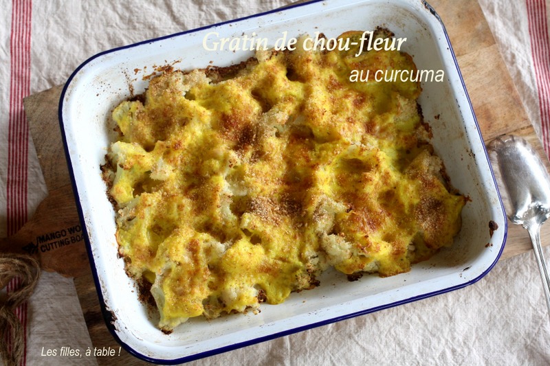 gratin, chou-fleur, curcuma, les filles à table