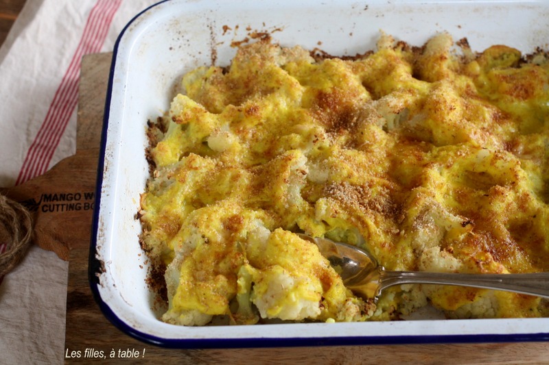 gratin, chou-fleur, curcuma, les filles à table