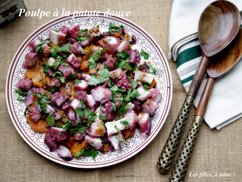 poulpe, patate douce, coriandre, portugal, les filles à table
