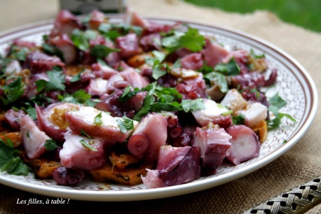 poulpe, patate douce, coriandre, portugal, les filles à table