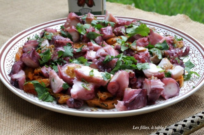 poulpe, patate douce, coriandre, portugal, les filles à table