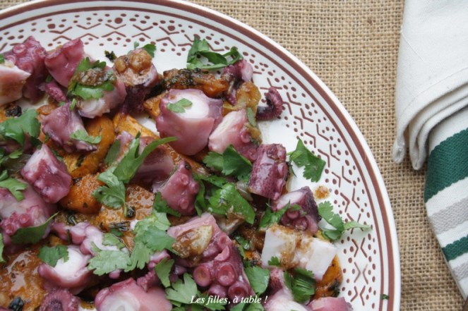 poulpe, patate douce, coriandre, portugal, les filles à table