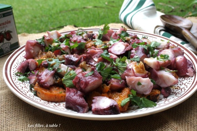 poulpe, patate douce, coriandre, portugal, les filles à table