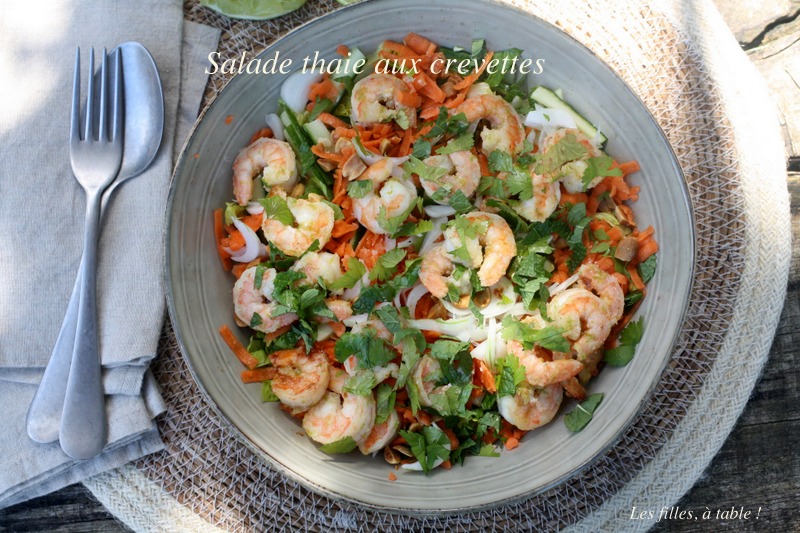 salade, salade thaïe, crevettes, IG bas, les filles à table