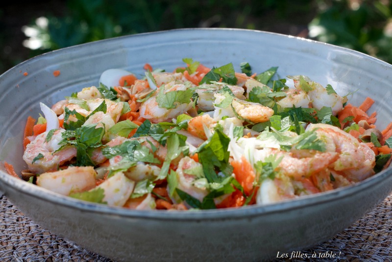 salade, salade thaïe, crevettes, IG bas, les filles à table