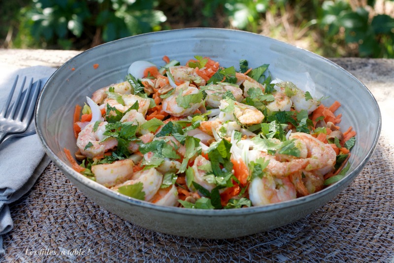 salade, salade thaïe, crevettes, IG bas, les filles à table