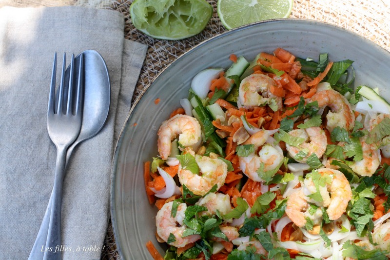 salade, salade thaïe, crevettes, IG bas, les filles à table