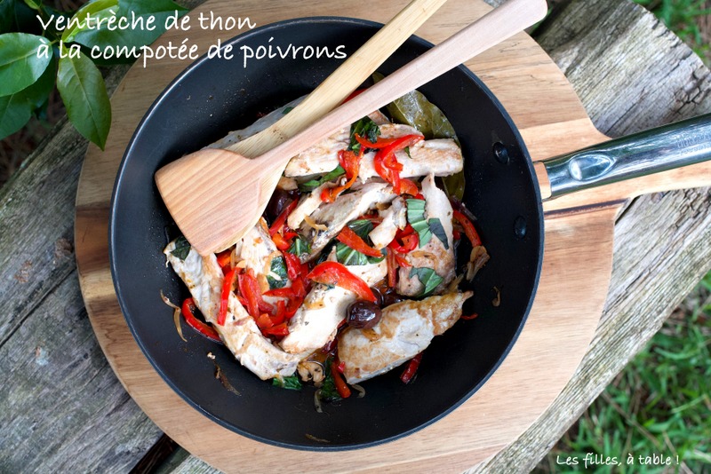 thon, poivrons, les filles à table