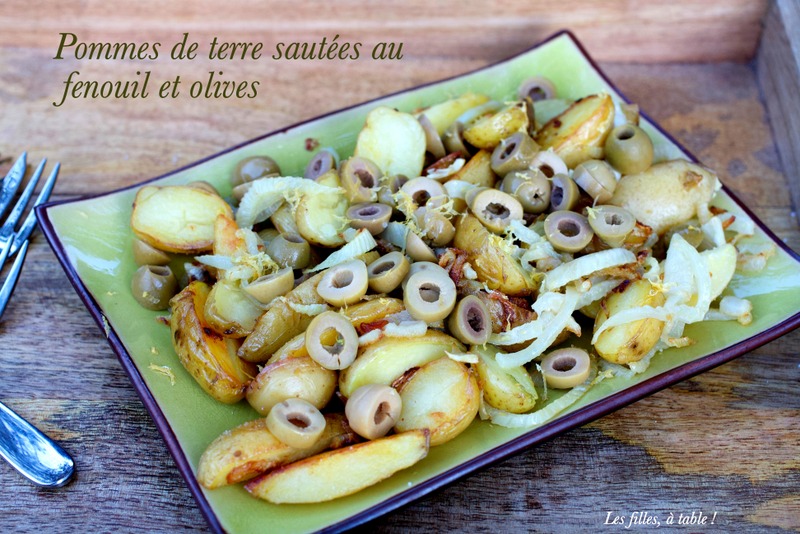 pommes de terre, fenouil, olives, les filles à table