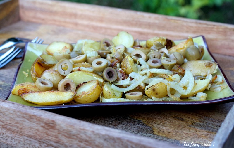 pommes de terre, fenouil, olives, les filles à table