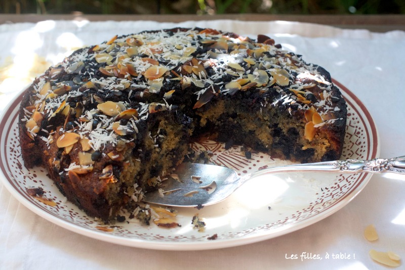 gâteau, myrtilles, coco, Ottolenghi, les filles à table