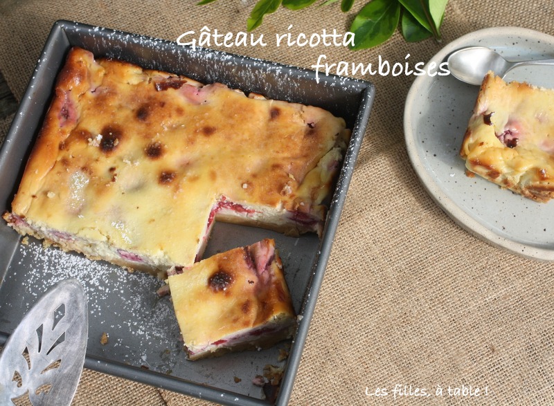 gâteau framboises, ricotta, les filles à table