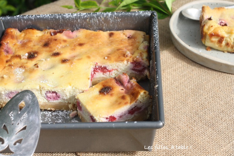 gâteau framboises, ricotta, les filles à table