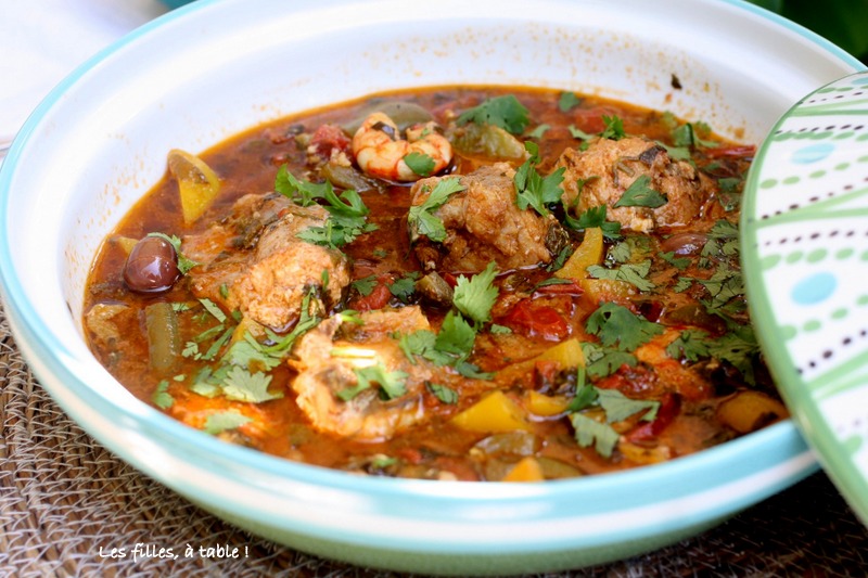 tajine, lotte, gambas, chermoula, les filles à table