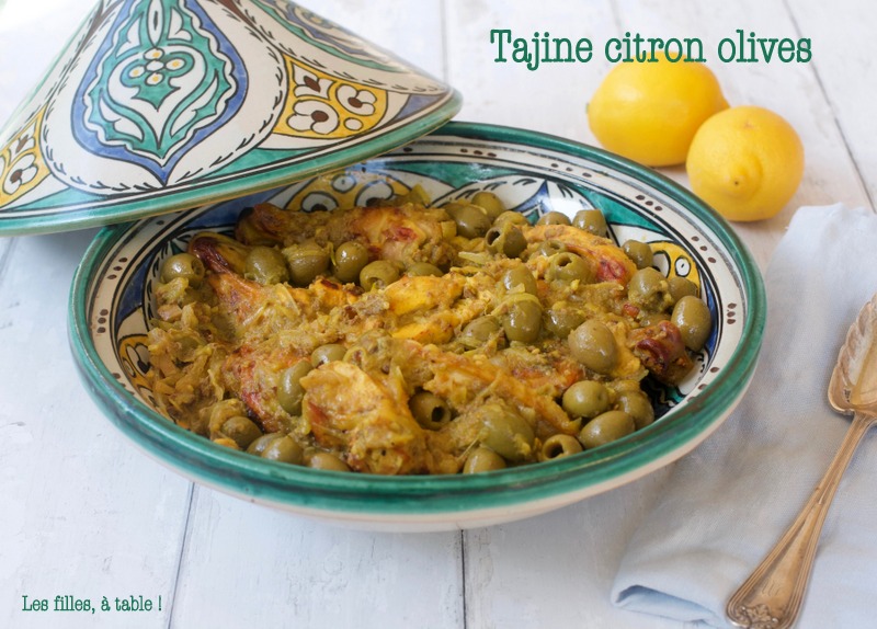 Tajine de poulet au citron confit et olives