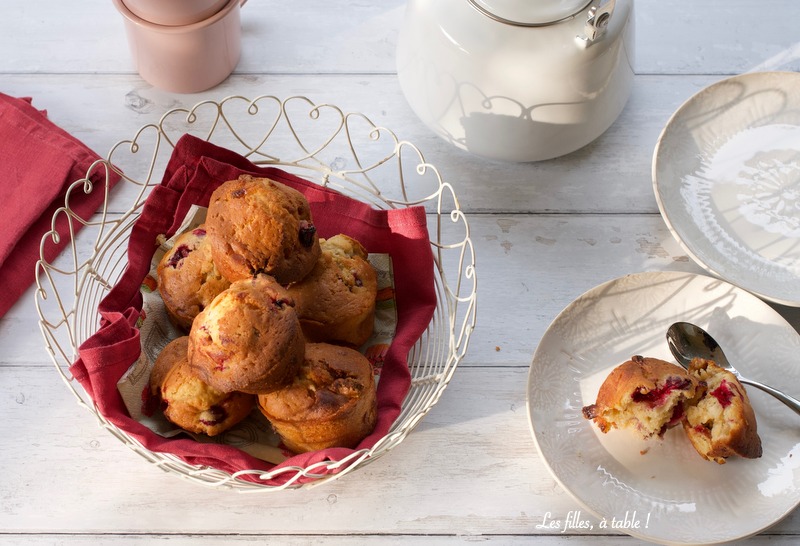 Muffins cranberries au chocolat blanc