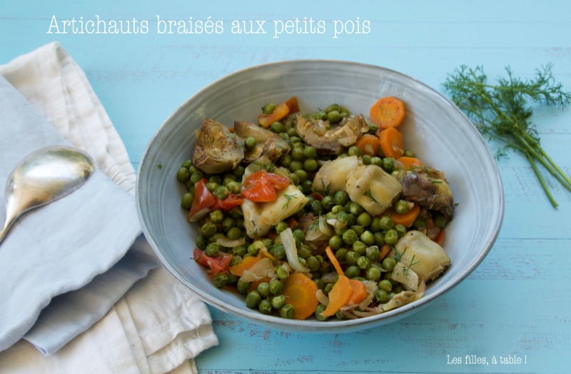 Coeurs d'artichauts braisés aux petits pois