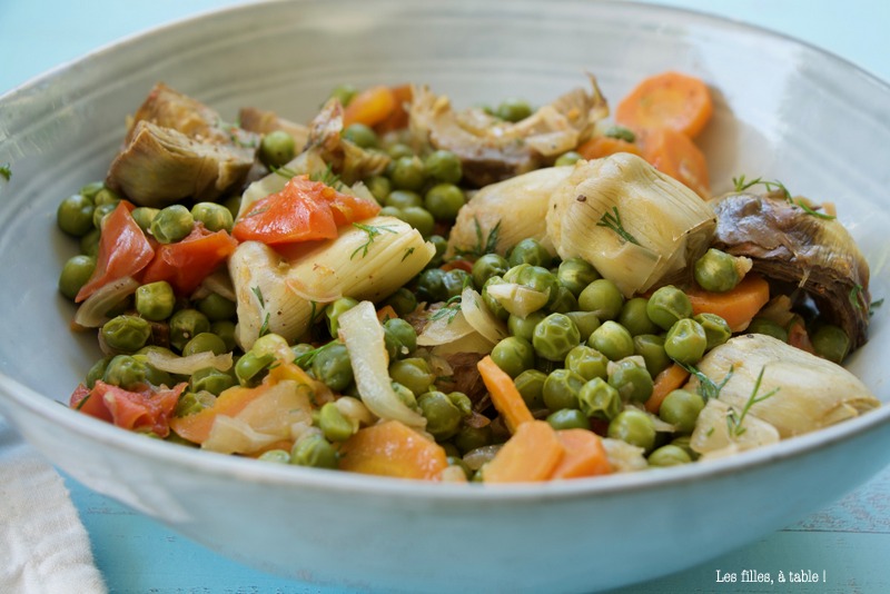 Coeurs d'artichauts braisés aux petits pois