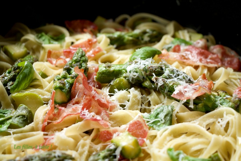 Pâtes aux asperges et coppa