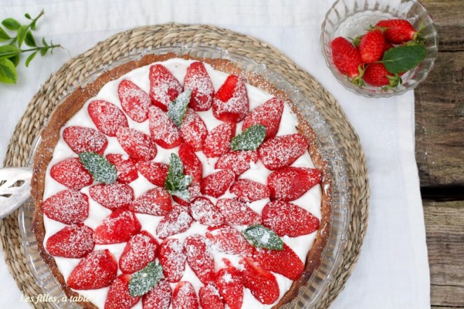 Tarte aux fraises sur crème au mascarpone