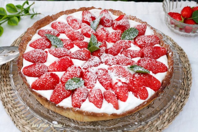 Tarte aux fraises sur crème au mascarpone