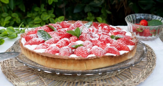Tarte aux fraises sur crème au mascarpone