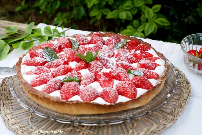 Tarte aux fraises sur crème au mascarpone