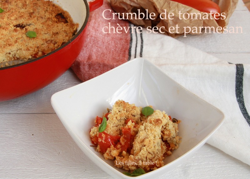 Crumble de tomates, chèvre sec et parmesan