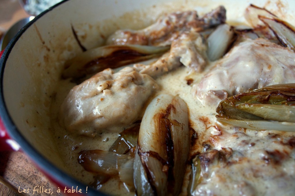 Poulet et endives, sauce roquefort