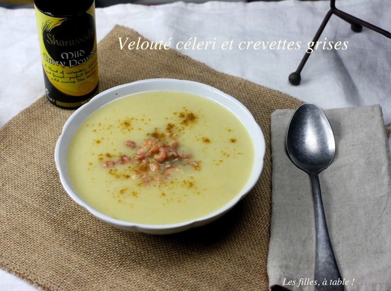 Velouté de céleri rave et crevettes grises
