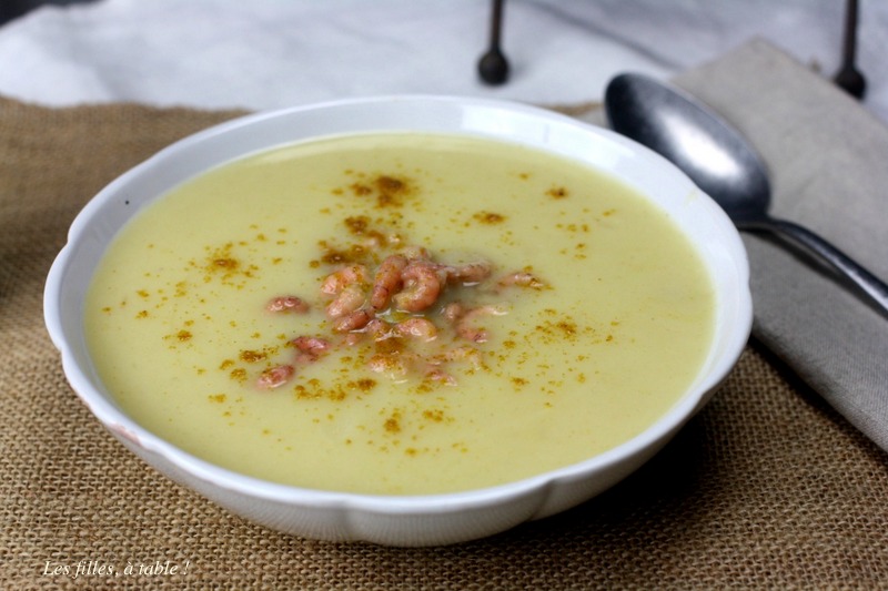 Velouté de céleri rave et crevettes grises