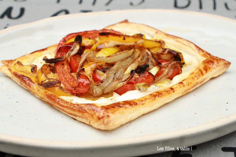 Tartes fines aux poivrons et chèvre