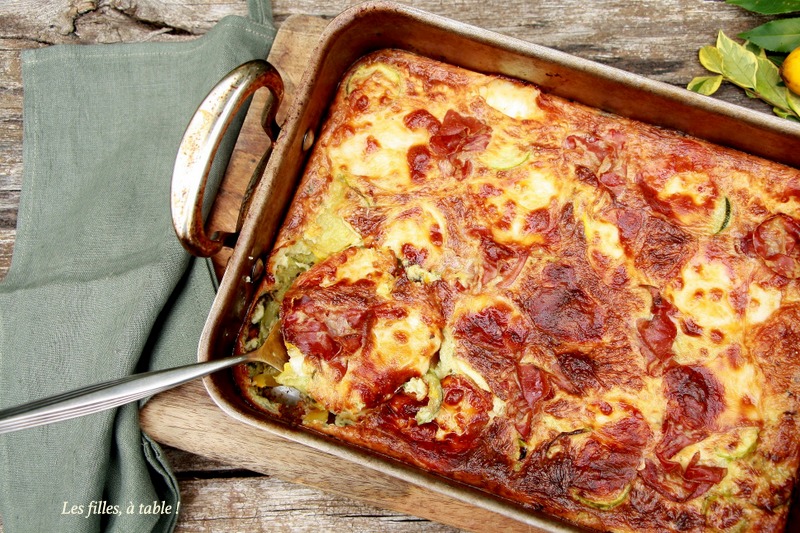 Clafoutis aux courgettes, scamorza blanche et coppa