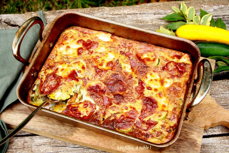 Clafoutis aux courgettes, scamorza blanche et coppa