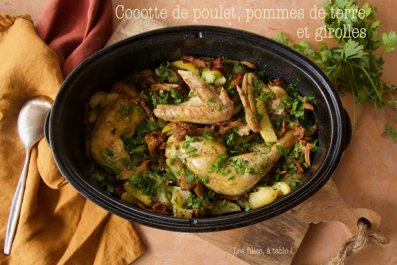 Cocotte de poulet, girolles et pommes de terre