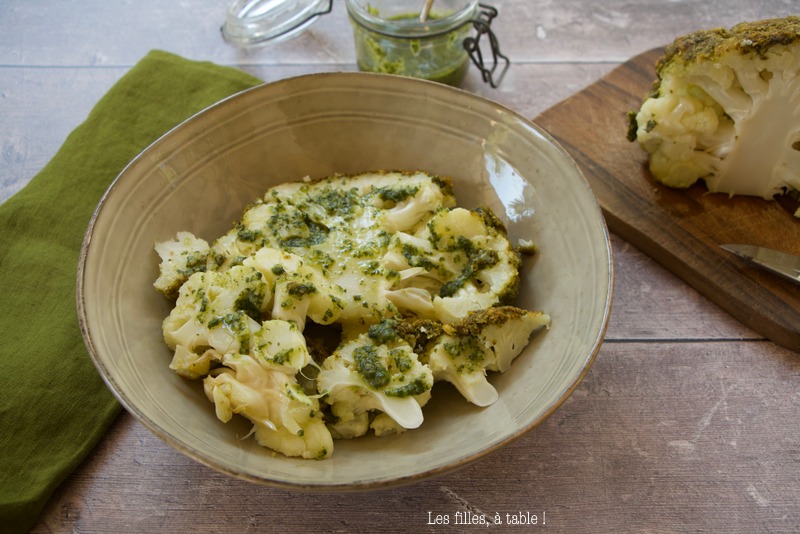Chou fleur rôti au pesto