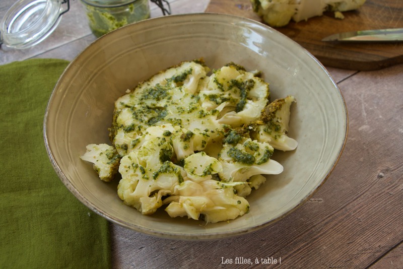 Chou fleur rôti au pesto