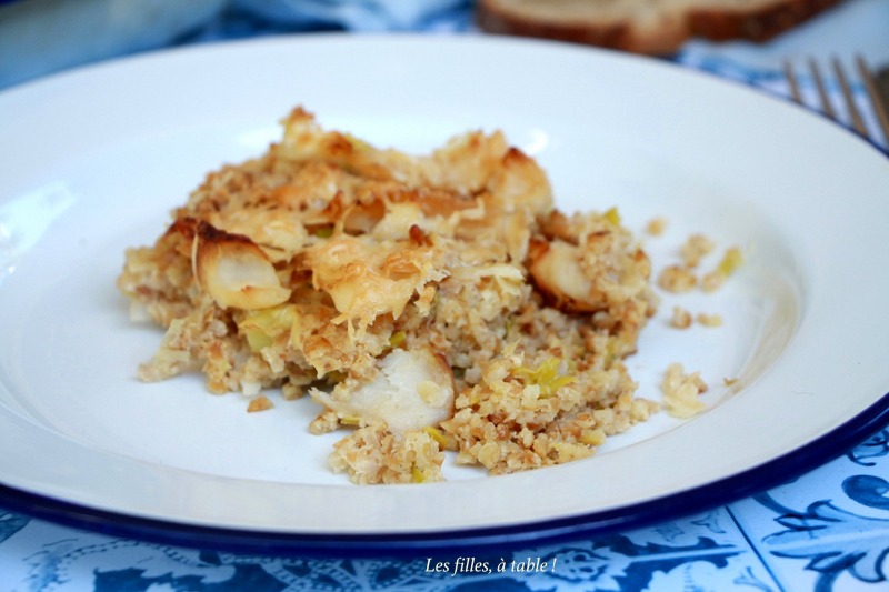 Gratin de haddock, poireaux et boulgour