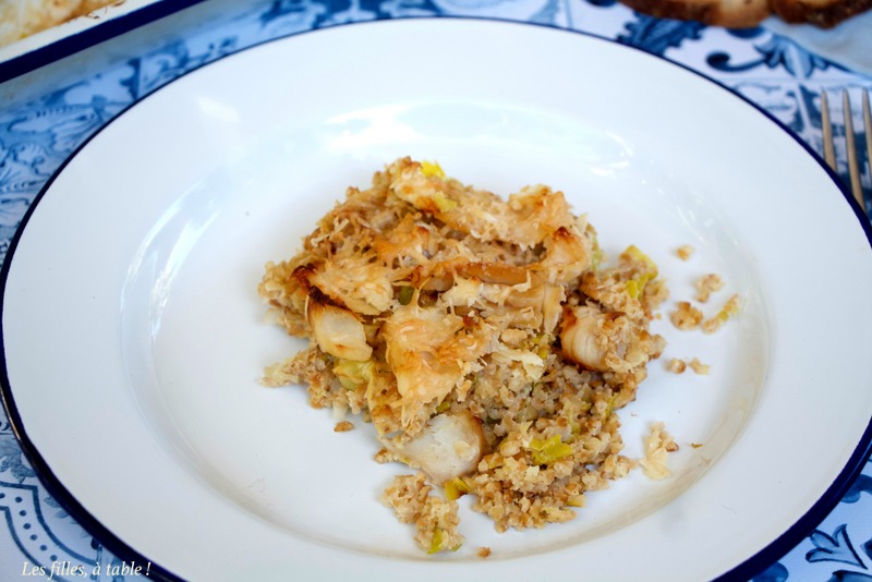 Gratin de haddock, poireaux et boulgour
