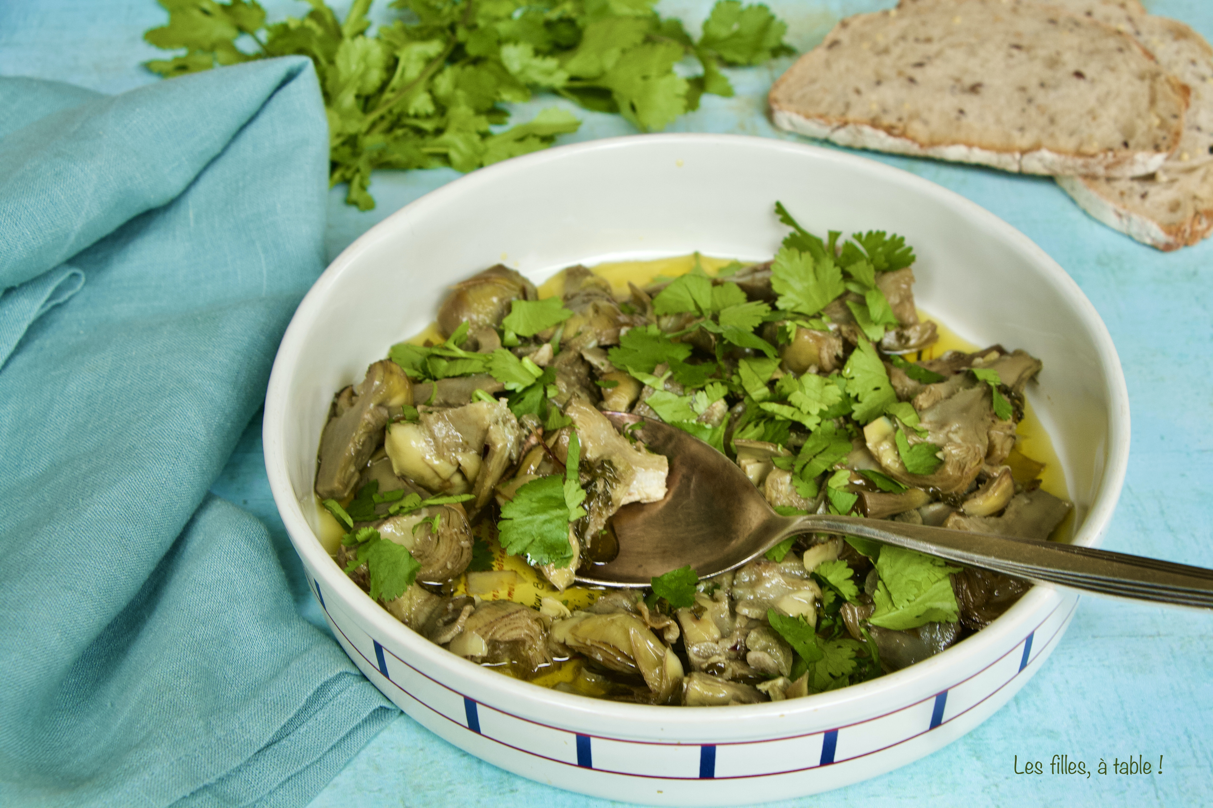 Artichauts confits à la coriandre