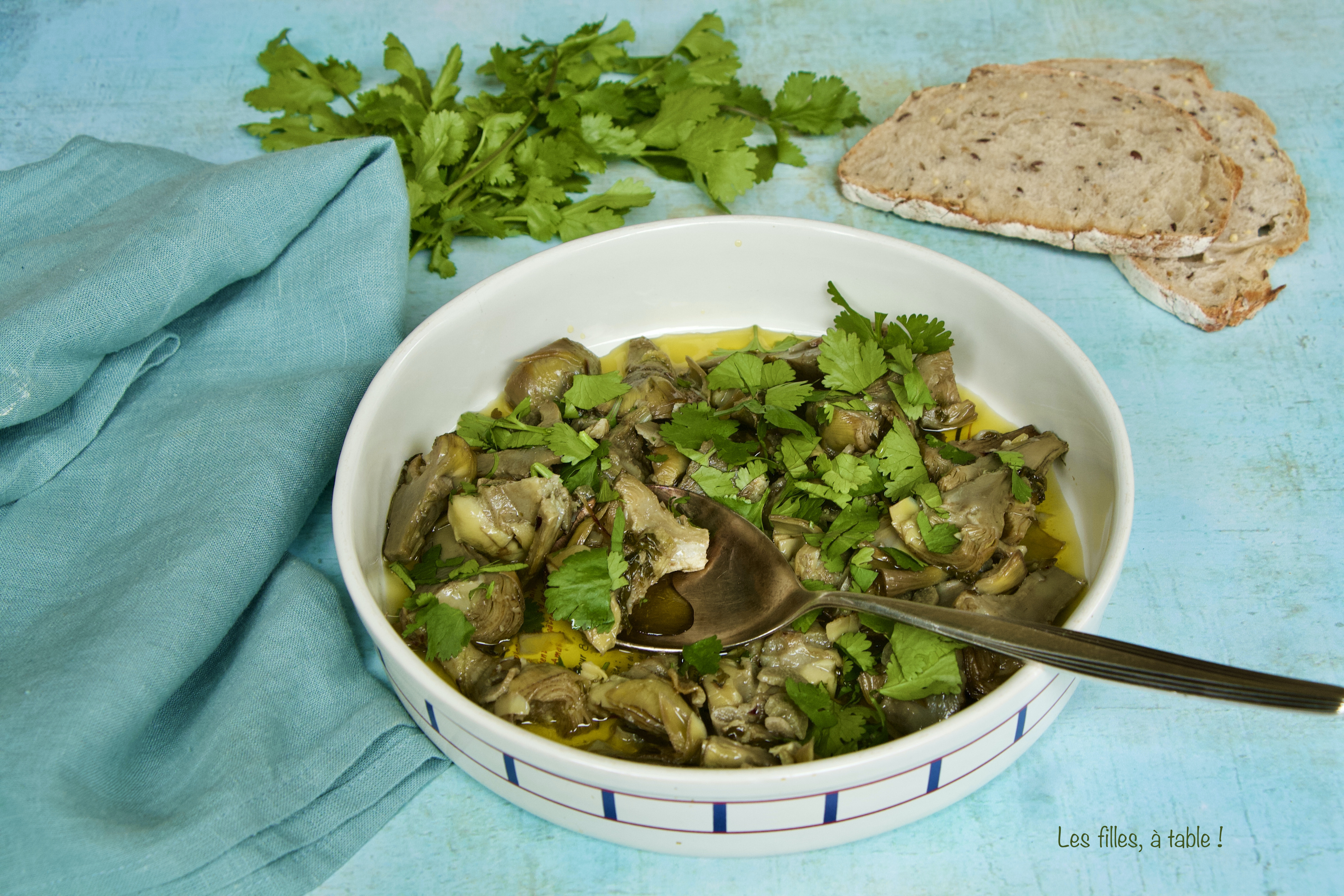 Artichauts confits à la coriandre