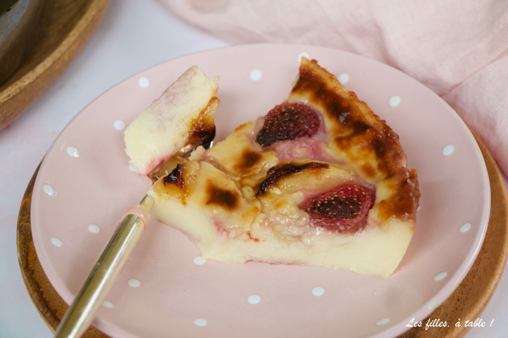 Flan aux fraises et pêches, parfum veveine