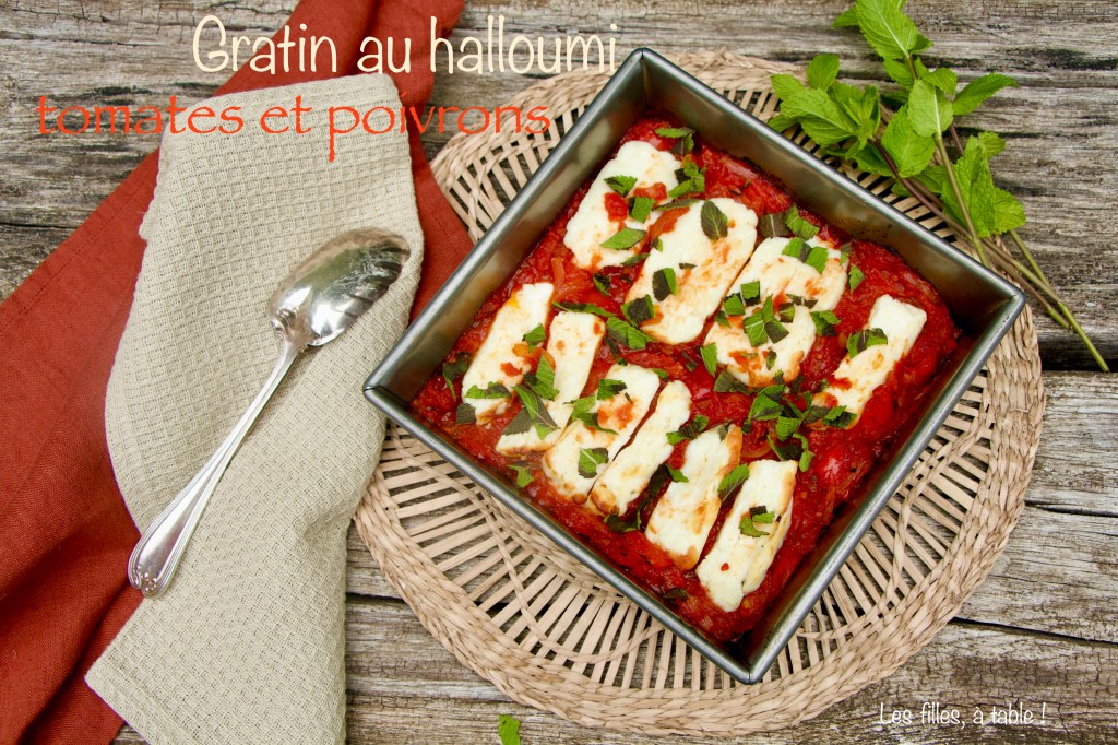 Gratin au halloumi, tomate et poivron