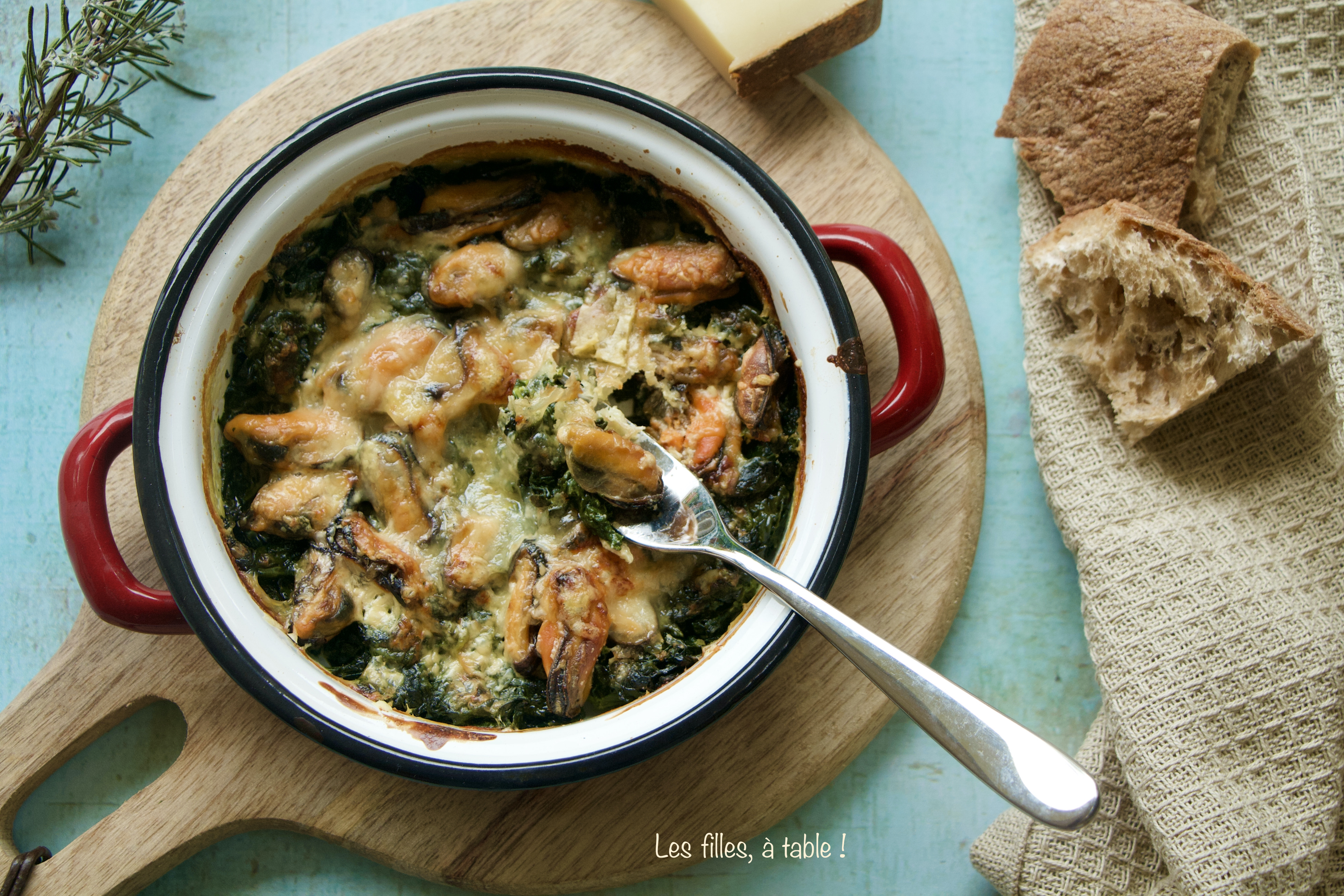 Gratin de moules aux épinards