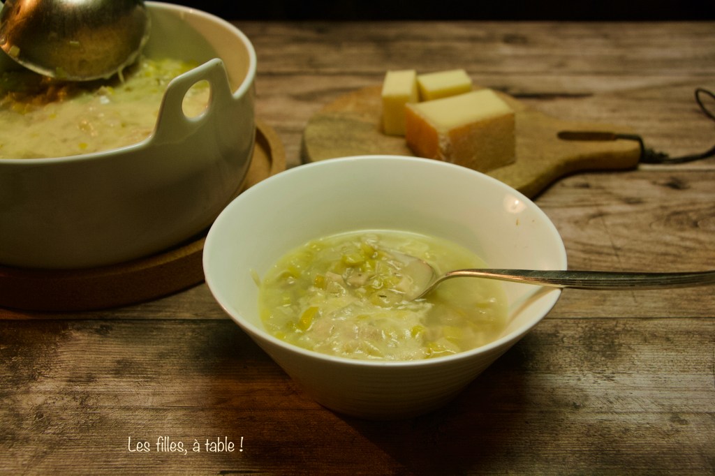 Soupe aux poireaux, crozets et beaufort