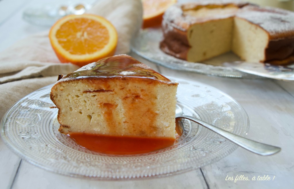 Flan au brocciu et coulis d'orange sanguine
