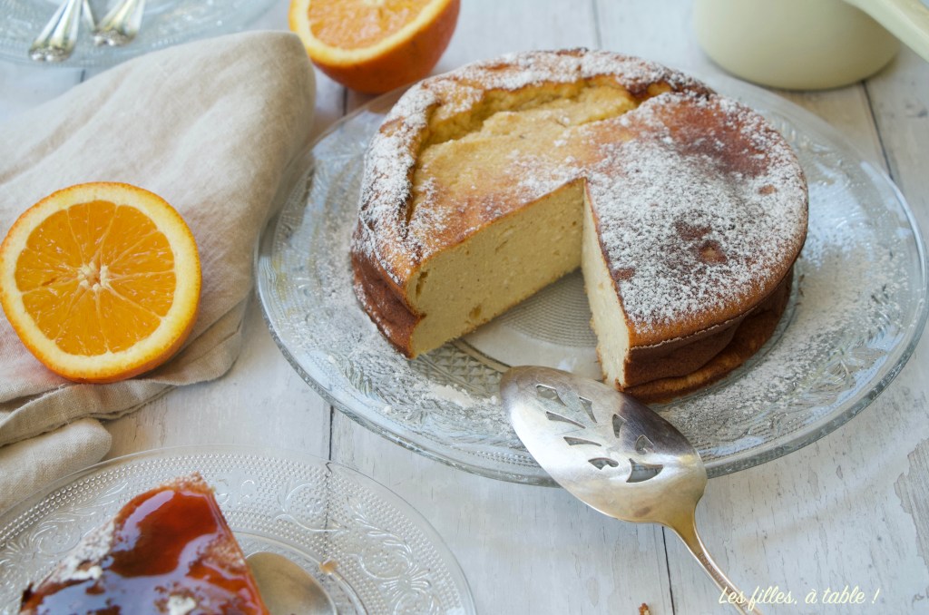 Flan au brocciu et coulis d'orange sanguine
